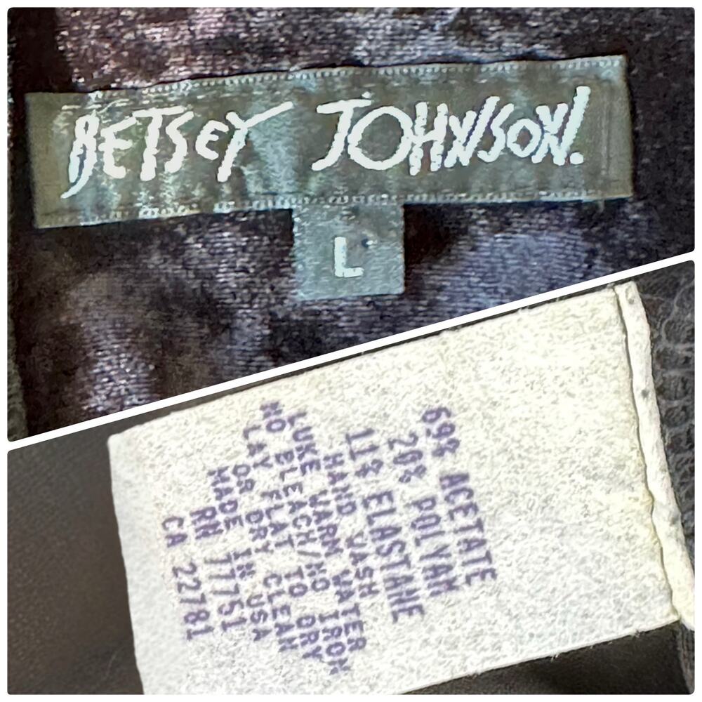 Vintage Betsey Johnson Large 1990s Black Stretch Crushed Velvet Dress Tunic Tank - Picture 12 of 13